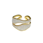 Geometric Double-Layer Hollow Ring for Women
