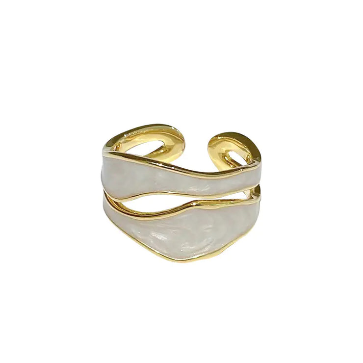 Geometric Double-Layer Hollow Ring for Women