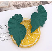 Exaggerated Metal Leaf Earrings for Women (Korean Style)