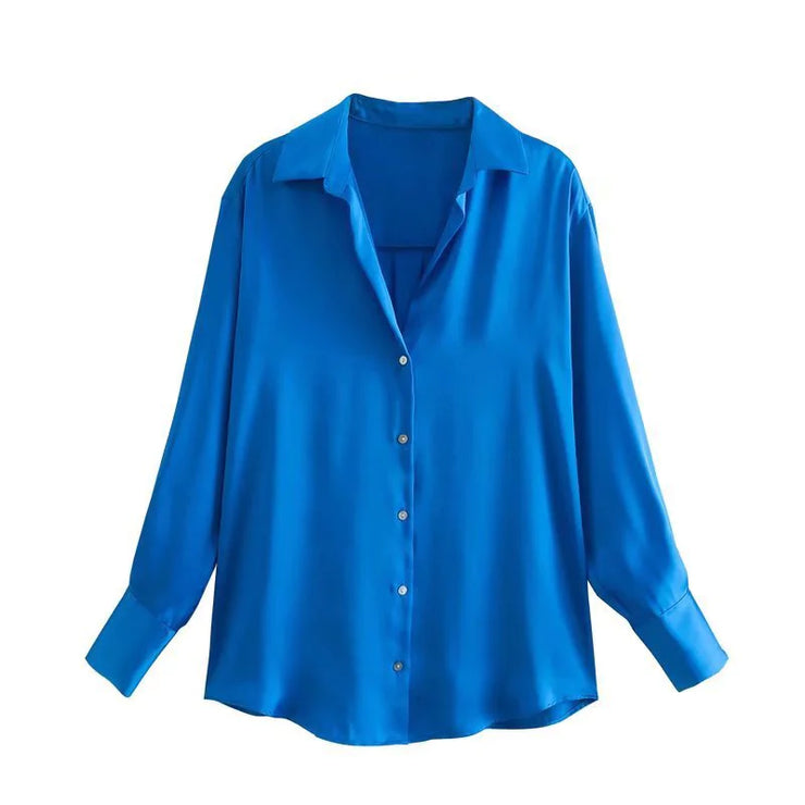 Silk Satin 7-Color Women's Blouse Top