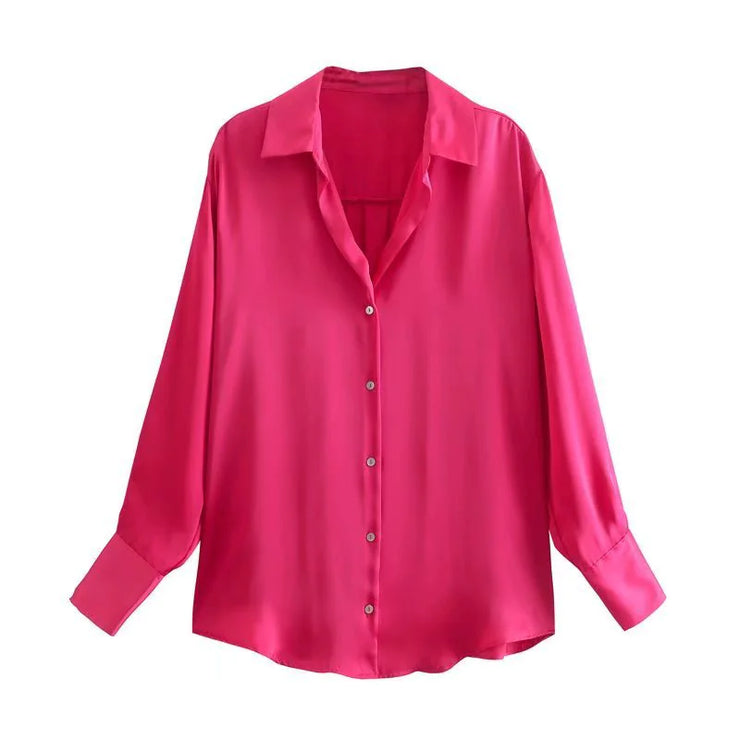 Silk Satin 7-Color Women's Blouse Top