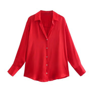Silk Satin 7-Color Women's Blouse Top