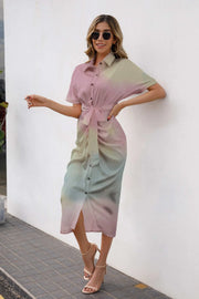 Spring Summer Fashion Printed Shirt Dress
