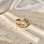 Geometric Double-Layer Hollow Ring for Women