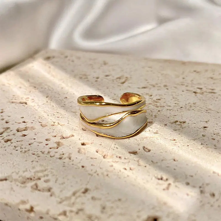 Geometric Double-Layer Hollow Ring for Women