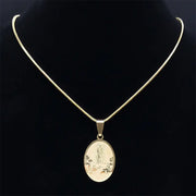Stainless Steel Necklace with Virgin Mary Pendant for Women