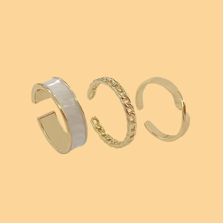 Korean Style Set of 3 Drip Oil Rings for Women