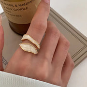 Geometric Double-Layer Hollow Ring for Women