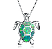 Turtle Pendant and Zirconia Necklace Set