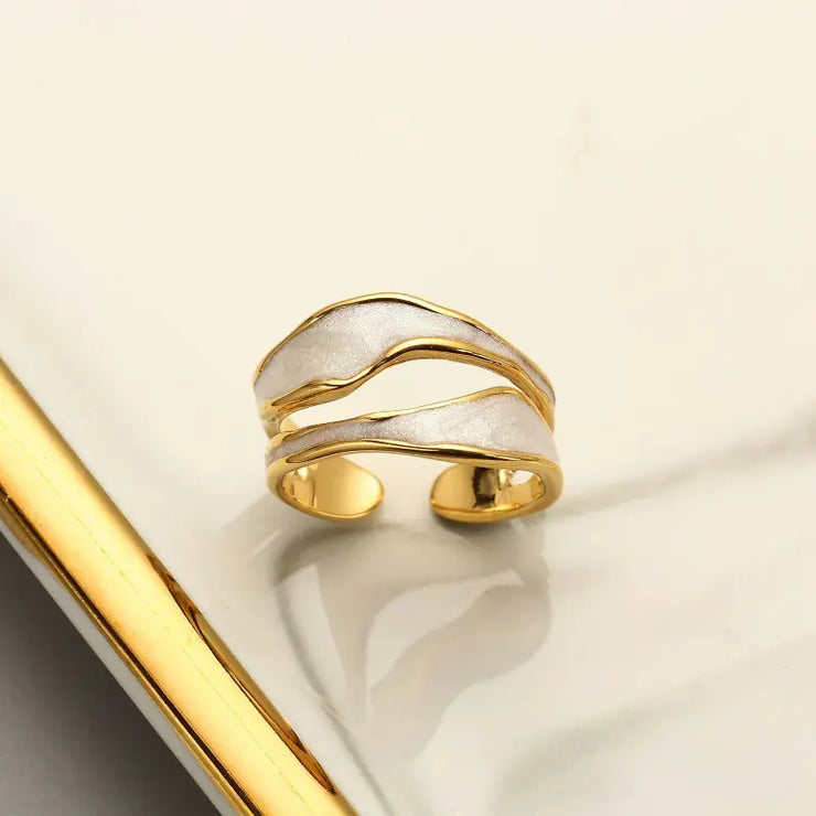 Geometric Double-Layer Hollow Ring for Women