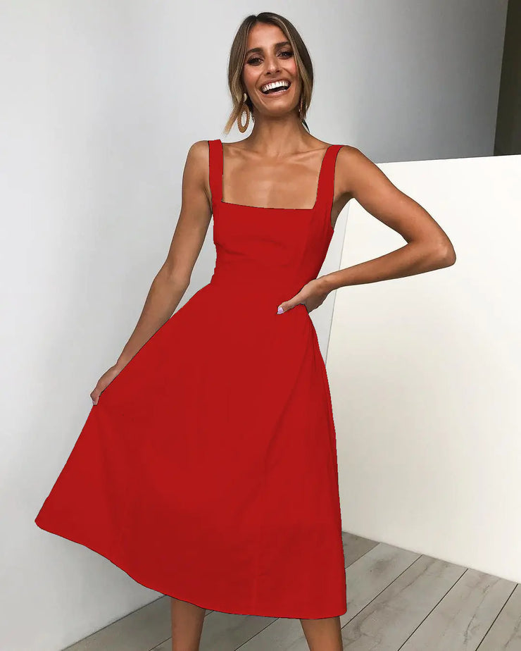 Spring/Summer Simple Backless Dress 3048