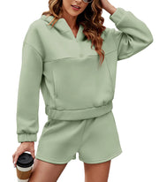 Hoodie with Shorts Pockets  Tracksuit Wear Matching Set