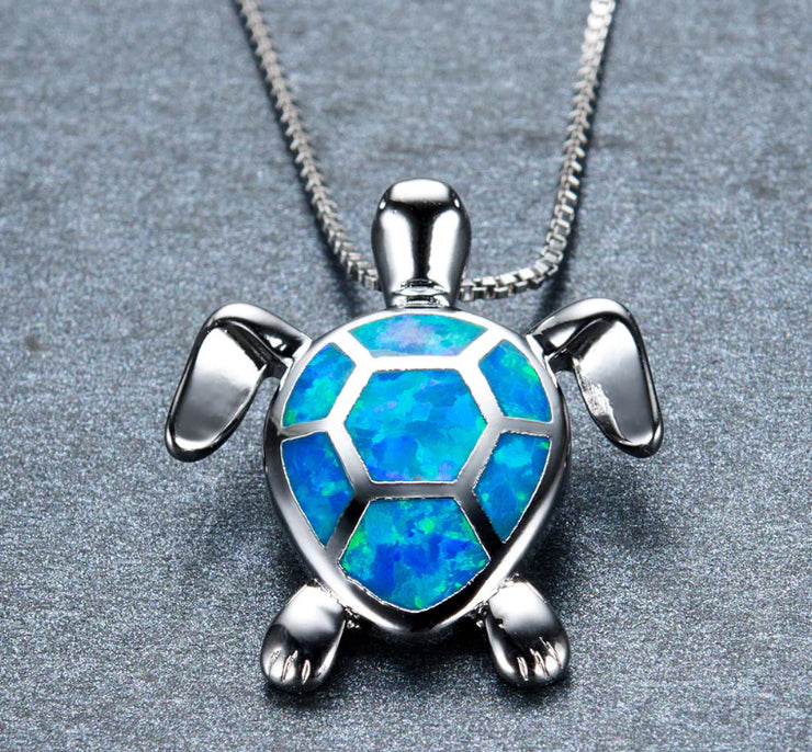 Turtle Pendant and Zirconia Necklace Set
