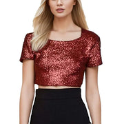 Spring Summer Sexy Shiny Backless Crop Top