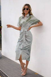 Spring Summer Fashion Printed Shirt Dress