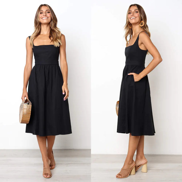Spring/Summer Simple Backless Dress 3048