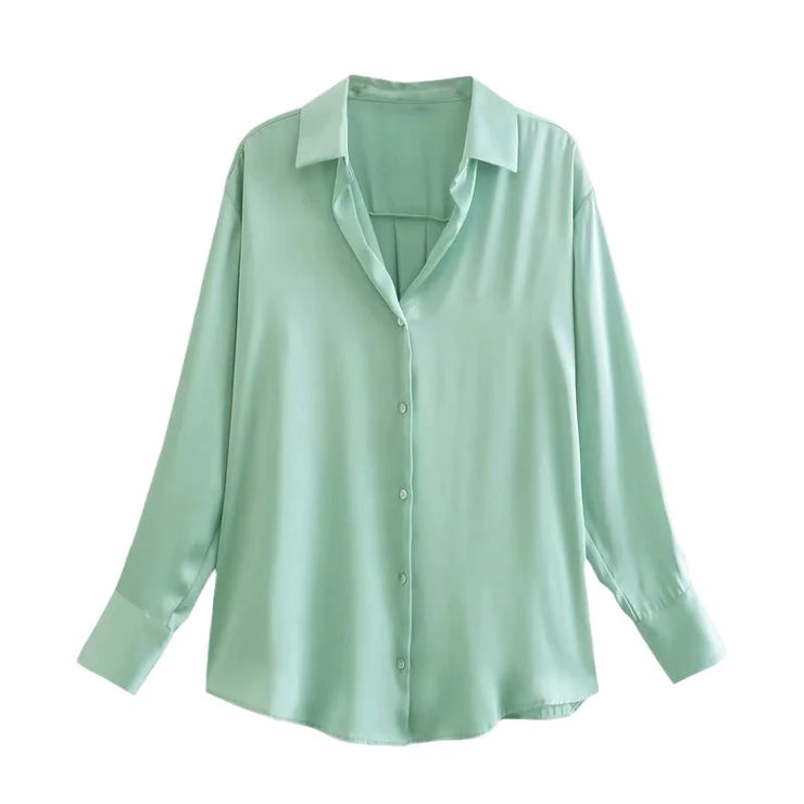 Silk Satin 7-Color Women's Blouse Top