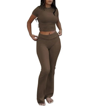 Short Sleeve Crop Top Outfits Matching Set