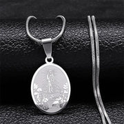 Stainless Steel Necklace with Virgin Mary Pendant for Women
