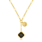 Gold Link Necklace for Women Black Leaf Infinity Pendant
