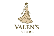 generate logo for valen's store with a lady wearing gown