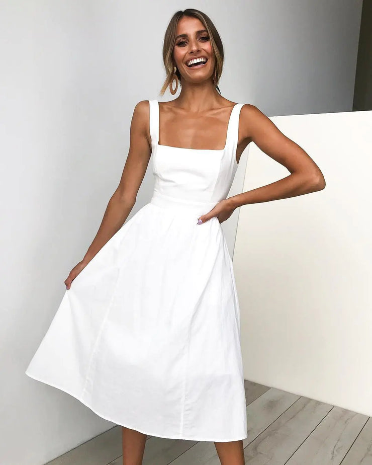 Spring/Summer Simple Backless Dress 3048