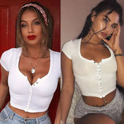 Fashion Women’s Short Sleeve Crop Top Blouse