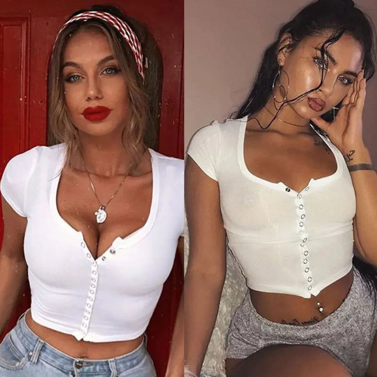 Fashion Women’s Short Sleeve Crop Top Blouse