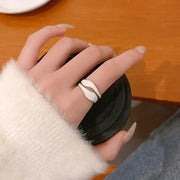 Geometric Double-Layer Hollow Ring for Women