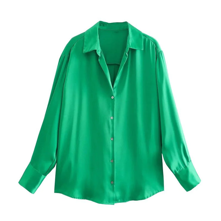 Silk Satin 7-Color Women's Blouse Top