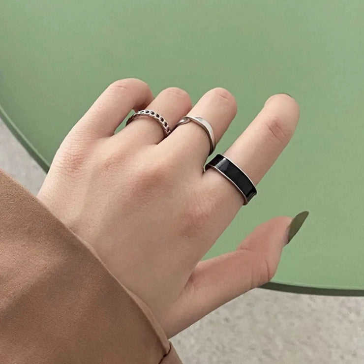 Korean Style Set of 3 Drip Oil Rings for Women