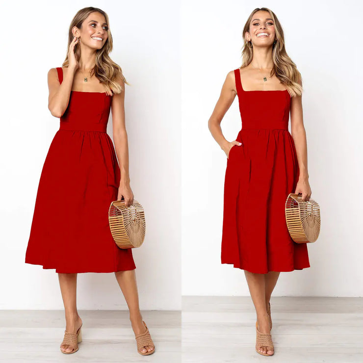Spring/Summer Simple Backless Dress 3048