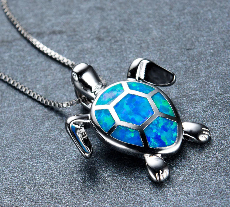 Turtle Pendant and Zirconia Necklace Set