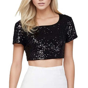 Spring Summer Sexy Shiny Backless Crop Top