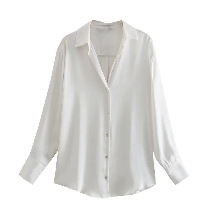 Silk Satin 7-Color Women's Blouse Top