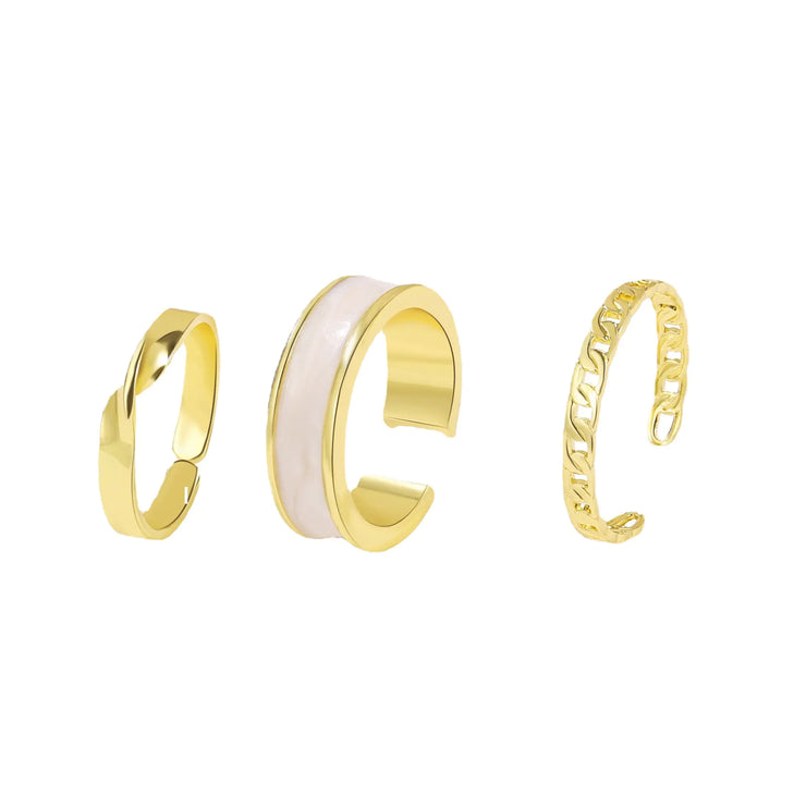 Korean Style Set of 3 Drip Oil Rings for Women
