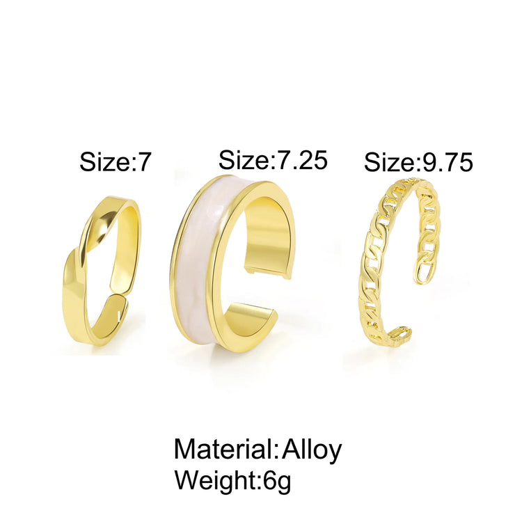 Korean Style Set of 3 Drip Oil Rings for Women