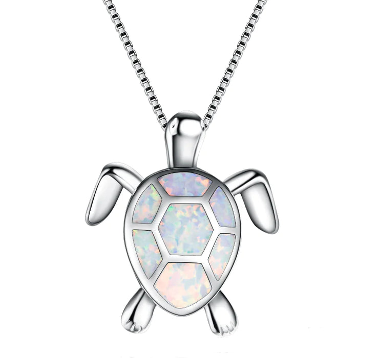 Turtle Pendant and Zirconia Necklace Set