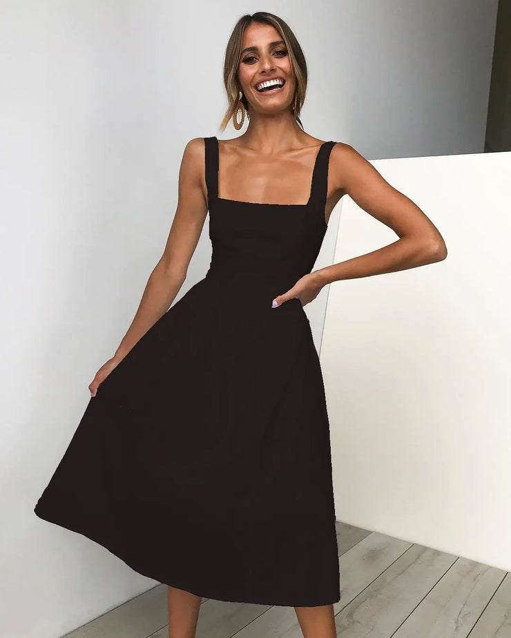 Spring/Summer Simple Backless Dress 3048